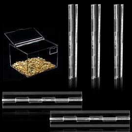 Rierdge 4 Pcs Plastic Hinges Clear, Tranparent Acrylic Hinges Mini Hardware for Box Handicrafts (1.63 x 7.94 Inch)
