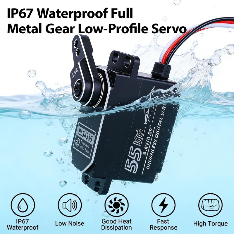 55kg Low-Profile Servo Programmable Brushless Digital Servo 0.09Sec High Speed