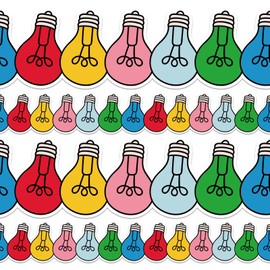 FYSUIMU 32.8ft Colorful Light Bulletin Board Border Y2K Light Bulb Die-Cut Border Trim for Motivational Chalkboard Decoration