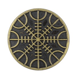 Bezelry - 12 botones de vástago de metal con patrón vikingo de Awe 23 mm (7/8 pulgadas) (latón antiguo)