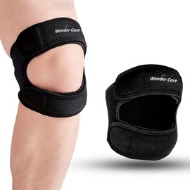 Wonder Care Adjustable Knee Brace for Knee Pain, Patella Knee Strap for Workout, Sports, Arthritis, ACL, MCL, Meniscus Tear Patellar Tendon Support Strap Men & Women Free Size (1, Black)