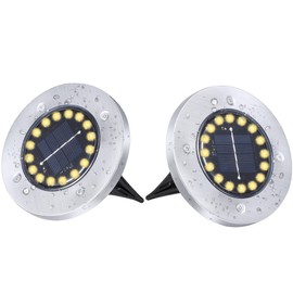 TenFen 2 Pack Solar Ground Lights, Waterproof 16LED Solar Lights Outdoor Garden, Upgraded Outdoor Garden Bright in-Ground Lights, Disk Lights Landscape Lights for Pathway, Yard, Lawn, Patio, Walkway