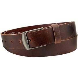 Vascavi Leather belt made of buffalo leather, made in Germany, brown, approx. 35 mm wide and approx. 3-4 mm thick, can be shortened, belt, full leather belt, denim belt, men's belt, women's belt,