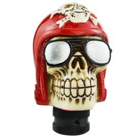 Temzzer Skull Resin Transmission Gear Shifter Stick Knob Heavy Shiny Vehicle Shifter Lever Handle for Most Manual Automotive Vehicles (Red)