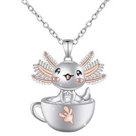 Mikovivi Axolotl Necklace, Cute Axolotl Crystal Necklace Axolotl Pendant Necklace Axolotl Jewelry for Boys Girls Christmas Birthday Graduation Gift