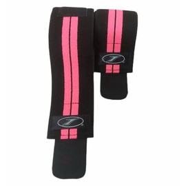 Vendas para Rodilla, Knee Wraps, Rodilleras Ajustables para Prevención de Lesiones, Levantamiento de Pesas (Negro Con Rosa, 1.6 Metros)