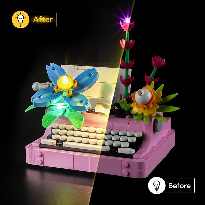 YEABRICKS LED Licht für 31169 Creator 3-in-1 Schreibmaschine mit Blumen