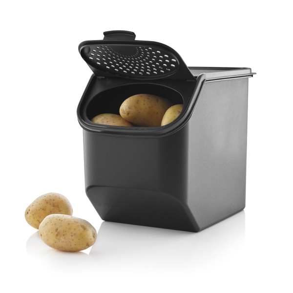 Tupperware PotatoSmart 5.5L Storage Container Black - Specially Designed Air Vents Keep Food Fresher for Longer - Space Saving Design - Stores Up To 5kg of Potatoes - Stackable Design - BPA Free