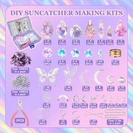 400 Pcs Crystal DIY Sun Catcher Making Kits for Adults, Hanging Crystals for Window, Window Crystals Prisms Sun Catchers for Windows Indoor Outdoor Garden Party Decor (Silver)