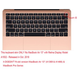 Keyboard Cover Protective Skin Compatible for US Version MacBook Air 13 13.3 inch with Retina Display 2018 Release Model A1932 (Light Blue)