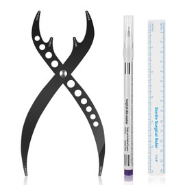 ATOMUS Stainless Steel Tattoo Eyebrow Ruler Golden Ratio Ruler Makeup Tool with Mark Pen 0.5 mm Tip Black Microblading Eyebrow Positioning Measuring Tools