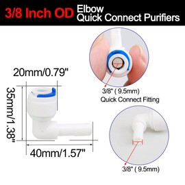 uxcell 3/8 Inch OD Elbow Quick Connect Water Purifiers Tube Fittings Push in to Connector Filter RO Tubing Connector for RO Reverse Osmosis System 3pcs