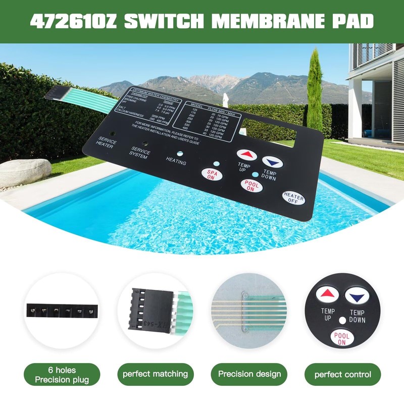 Suifaqi 472610Z Switch Membrane Pad Replacement for Pool Spa Heater