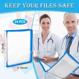 Fulmoon 24 Pcs Zipper Binder 1 Inch 3 Ring Binder with Zipper and Handle Clear Plastic Expanding Binder File Folder with 24 Pcs Plastic Pencil Pouch for School Office Home, 13.5x11.3inch (Clear Color)