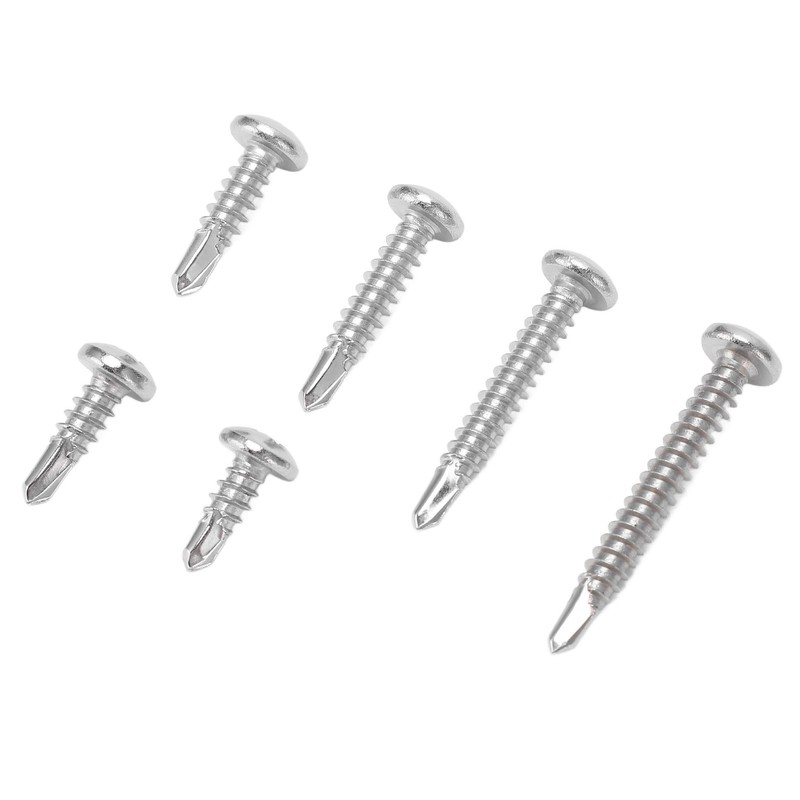 200PCS Round Head Cross Screws 304 Stainless Steel Self Drilling