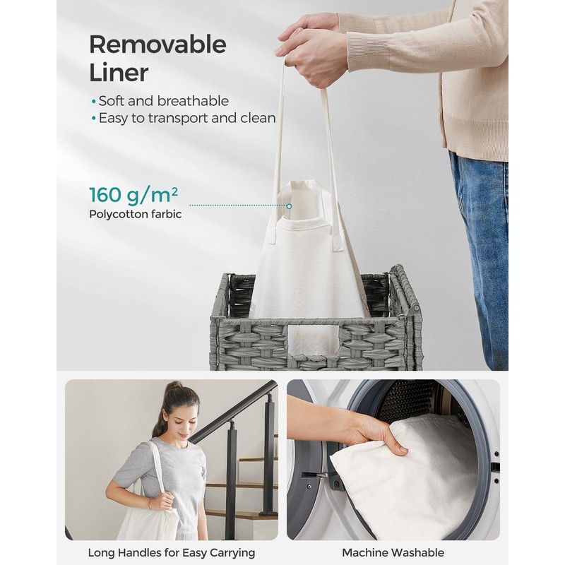 SONGMICS Laundry Hamper with Lid, 23.8 Gallon (90 L) Synthetic