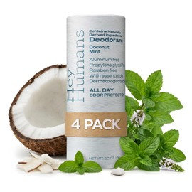 HEY HUMANS Desodorante Vegano de Coco y Menta, Sin Aluminio Con Ingredientes Naturales, Aceite de Coco y Manteca de Karité | Protección Contra El Olor Todo El Día para Mujeres y Hombres | Envase Amiga