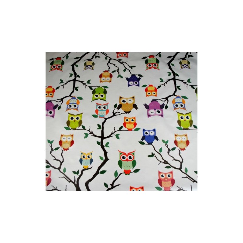Karina Home Wipe Clean Tablecloth Oilcloth Vinyl Ozzy Owl White