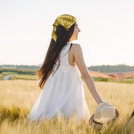 Kopftuch 5 Stück kopftuch damen sommer Schals Blume Drucken Haarband Chiffon Haar Elastische Krawatte Haarband Scrunchies Headwear Turban Haarband Mode Zubehör Für Mädchen