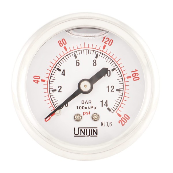 Unijin P251 Series 2" Dial, Oil Filled Pressure Gauge w/Brass