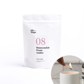 Siblings Essentials, Candle Refill Kit, DIY Candle Kit (No 08: Honeysuckle, Peony, Amber) - Eco-Friendly Candle Refill, Clean Fragrance and Essential Oils, Coconut and Soy Wax