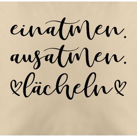 Cushion 50 x 50 cm – Statement with Sayings – Inhale Exhale Smile – 50 x 50 cm – Natural Beige – Decorative Cushion Filling and Cover Sayings Cushion Cover Sayings Inhale Cuddly Cushion Sofa Cushion