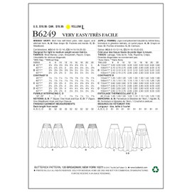 Butterick Patterns 6249, Misses Skirt,Sizes, Rayon,Wool, Multi-Colour, E5 (14-16-18-20-22)