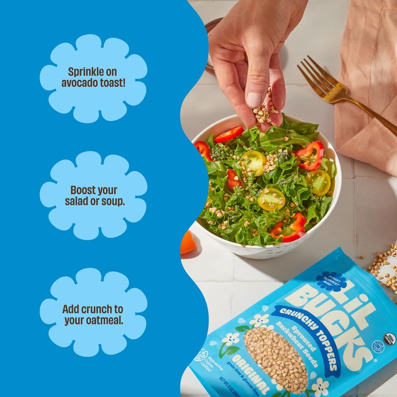 Lil Bucks Sprouted Regeneratively Grown Buckwheat Seeds– Paleo Cereal, Gluten-Free