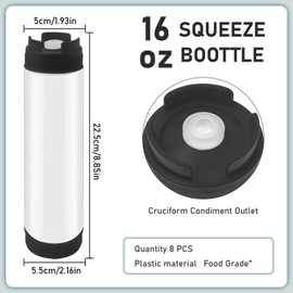 12 Pcs Condiment Squeeze Bottles,16 oz Inverted Plastic Squeeze Bottle Large Valve Refillable Dispenser for Sauces Ketchup Syrup Self Sealing Dispenser for Restaurants Kitchen Catering (Black)