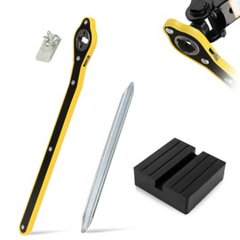 Auto Labor-Saving Jack Ratchet Wrench with Long Handle, Universal Car Jack Kit 360°Swivel Car Jack Ratchet Wrench Tools with Rubber Pad & Tyre Levers for Travel Truck SUV