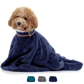 Lucky Paws® UK Dog Drying Bag - Luxurious Dog Towel Bag – Super Absorbent & Soft Dog Towels - Alternative for Dog Towelling Drying Coat - Dog Drying Towels - Perfect for Dog Grooming (S, French Navy)