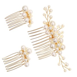 Healvian 3pcs Vintage Hair Comb Brides Elegant Decorative Combs for Prom and Weddings Aesthetic Hair Accessories for Special Occasions