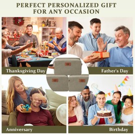 Janhavi Waterproof Travel Bag, Canvas Toiletry Bag for Men, Gifts for Dad, Engraved Initials & Wheat Ear, Groomsmen Gifts, Mens Toiletry Travel Bag, Men's Accessories Organizer (Olive Green H)