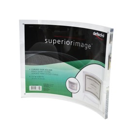 Acrylic Clear Picture Frame for 21.6 x 27.9 cm Photos, Magnetic Clasps, Curved Plates, Double-Sided Worktop Sign Holder