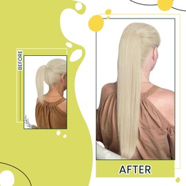 Blonde Ponytail Extensions Human Hair White Blonde Wrap Around Ponytail Hair Extensions Real Human Hair Ponytail Extension Real Hair 20 Inch 80 Gram