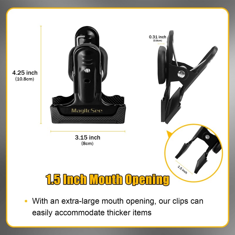 2 Pcs Heavy Duty Magnetic Clips with 1.5 Inch Mouth