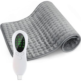 Almohadilla Térmica Eléctrica para Alivio del Dolor de Espalda, Cuello y Hombros, Compresa Caliente Electrica con 10 Ajustes de Temperatura, Compresa Electrica Fisioterapia, Calentamiento Rápido