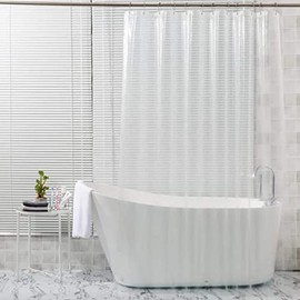 Wise Home Products PEVA 4G Clear Shower Curtain Super Durable Plastic 72 Length, Weighted Standard 70 x 72, Bathroom Shower Curtain Liners with 3 Magnet