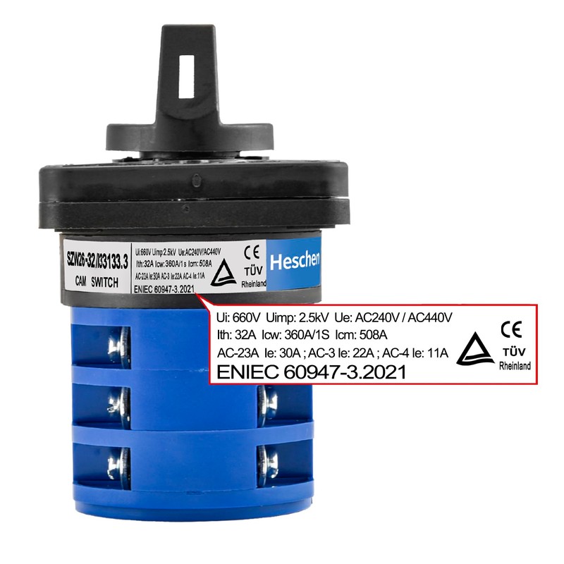 Heschen Universal Rotating Cam Selector Switch SZW26-32/133133.3 660V 32A 5