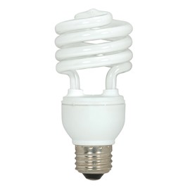 Satco S7226 18-Watt Medium Base T2 Mini Spiral, 5000K, 120V, Equivalent to 75-Watt Incandescent Lamp for Enclosed Fixtures,Gloss White