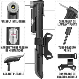 Diyife Bomba de Bicicleta, Presta y Schrader de Inversión Automática