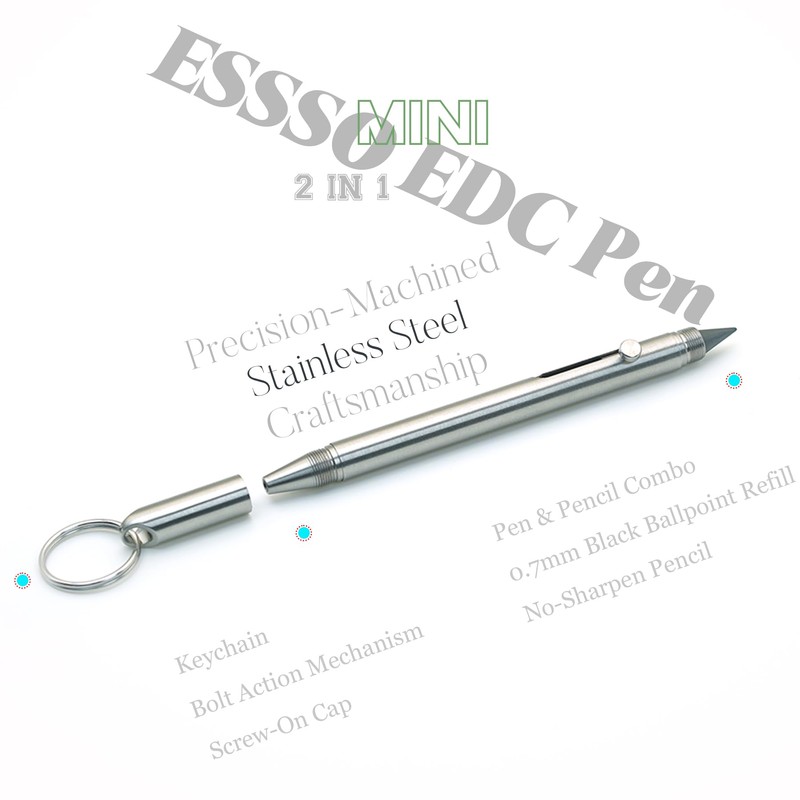 ESSSO Mini 2 in 1 Bolt Action Pen, Pocket Size