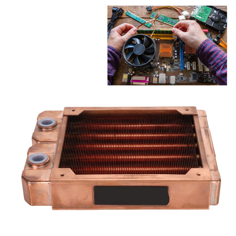 Water Cooling Radiator Red Copper 7mm Round Pipe G1/4 Thread