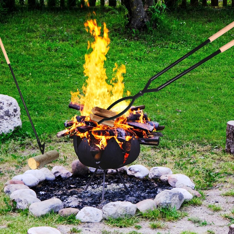 42" Fire Tongs Firewood Log Grabbers and Fire Poker Set,
