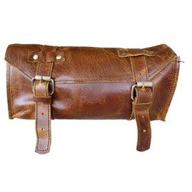 american blue Buffalo Leather Handlebar Saddle Motorcycle Bag Bicycle Tool Bag Leather Travel Accessories Bag Fork Bicycle Accessories Bicycle Carrier (Design No 2)