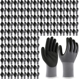 Cutecrop 100 Pairs Work Gloves Nitrile Coated for Men Warehouse Safety, L
