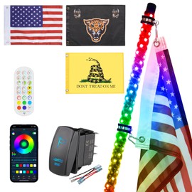 Ehaho 1 Pack 4FT Whip Lights, LED Whip Light with App & Remote Control, Spiral RGB Chasing Lighted Whips with Rocker Switch, Music Whip Light for UTV ATV Polaris RZR Can-Am SXS Truck