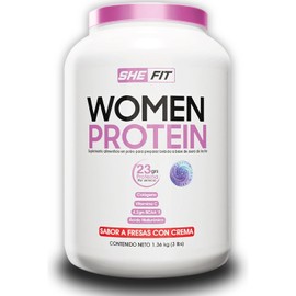 LADY FIT Women Protein fresas con crema 3 lbs, proteina de suero de leche para la mujer, baja en carbohidratos, con vitamina C, acido hialurónico y colágeno
