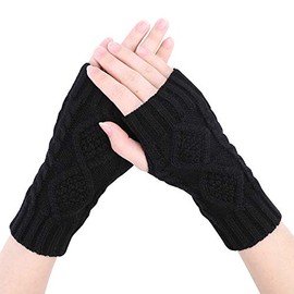 Women Knit Arm Warmers Gloves Winter Knit Warm Wrist Arm Gloves Knitted Fingerless Gloves Thumb Hole Gloves Mittens Arm Hand Warmers Wrist Mittens Cold Weather Gloves for Typing Driving Women Girl