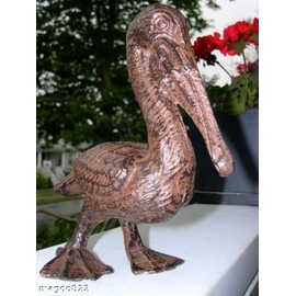 Full-Bodied Cast Iron Pelican Garden Figure